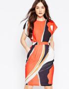 Liquorish Oversized Poppy Print Wiggle Dress - Multi