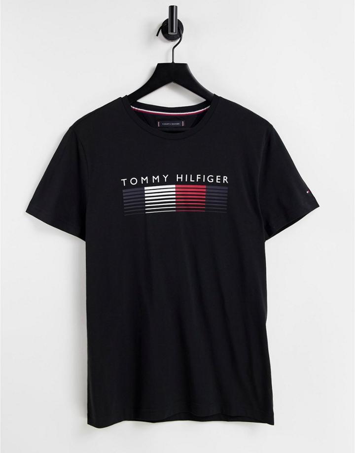 Tommy Hilfiger Faded Chest Logo T-shirt In Black