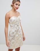 Glamorous Strapless Jacquard Dress-gold