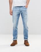 Wrangler Bostin Slim Jeans Sandstorm Light Distressed Wash - Blue