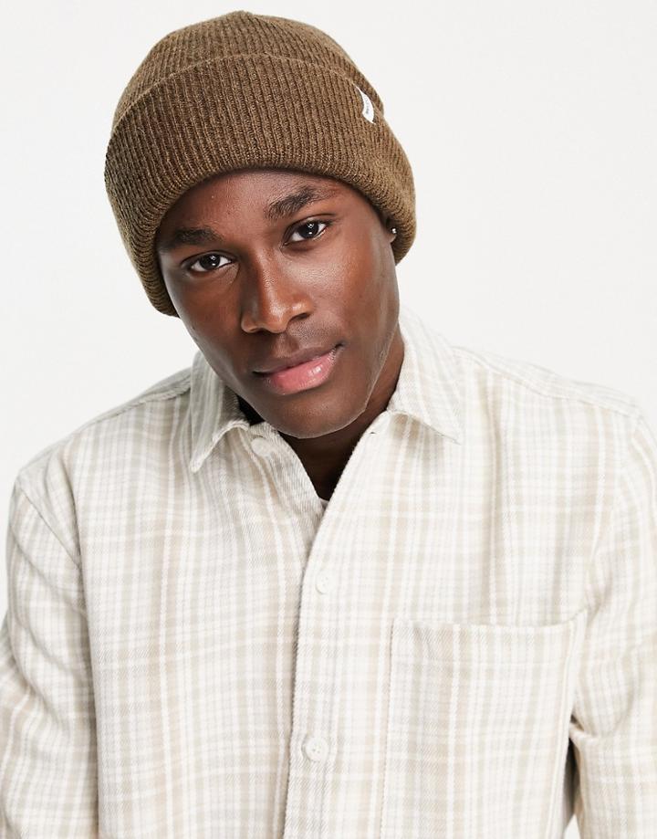 Selected Homme Wool Mix Beanie In Brown