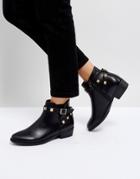 Truffle Collection Stud Strap Low Boot - Black