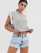 Asos Design Slim Fit Rib T-shirt In Gray