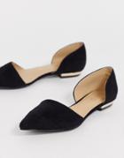 Raid Amy Black Suede Two Part Flat Shoes