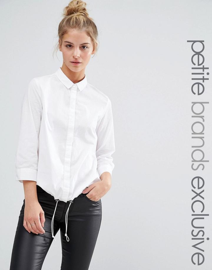 Noisy May Petite Drawstring Hem Shirt - White