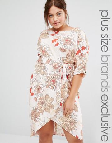 Closet Plus Printed Wrap Front Dress - Multi