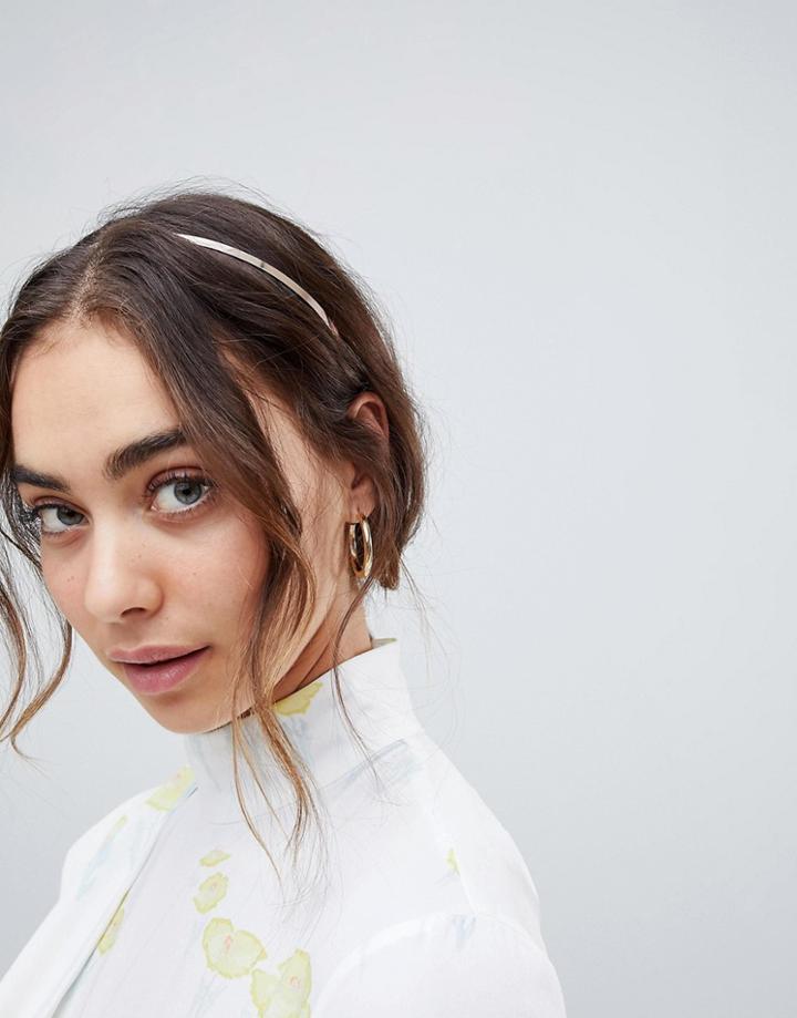 Asos Design Minimal Headband In Rose Gold - Copper