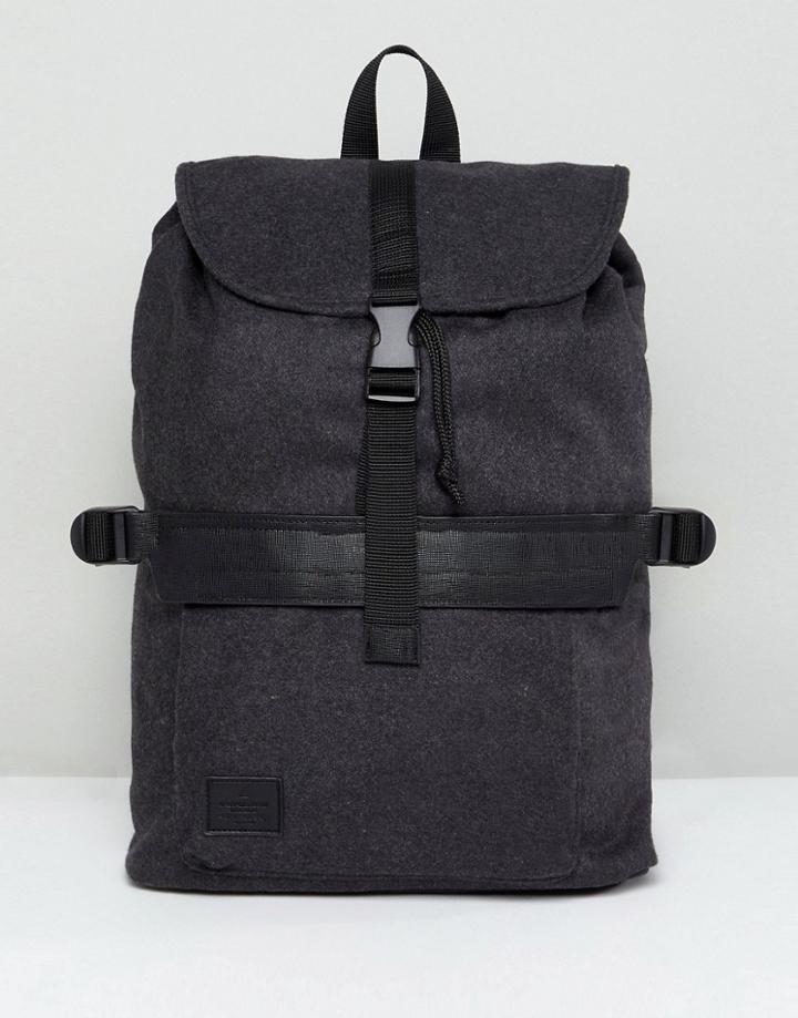 Asos Backpack In Charcoal Melton With Clip Detail - Gray