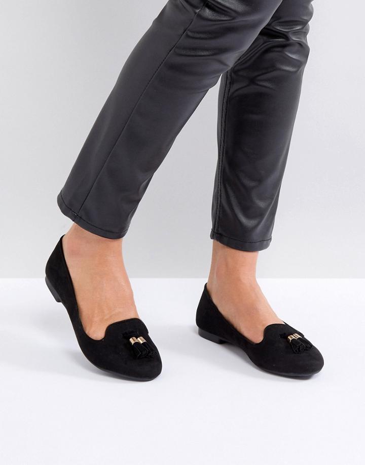 New Look Tassel Tab Front Slipper - Black