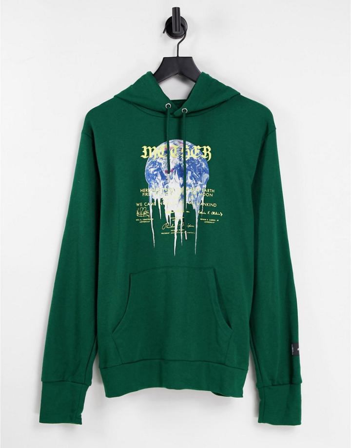 Sixth June Mother Earth Print Hoodie In Green