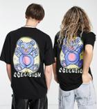 Collusion Unisex T-shirt With Cute Bear Print In Black