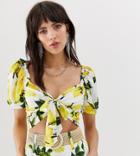 Dusty Daze Tie Front Crop Top In Lemon Two-piece - Yellow