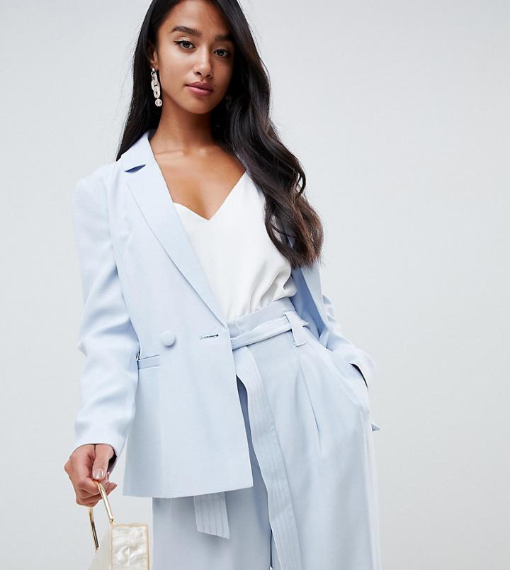 Forever New Petite Relaxed Blazer In Sky Blue - Blue