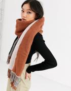 Asos Design Supersoft Long Woven Scarf In Color Block With Tassels - Multi