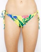 Motel Flower Bomb Print String Bikini Bottom - Flower Bomb