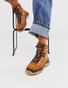 Monki High-top Hiking Sneakers In Brown - Brown