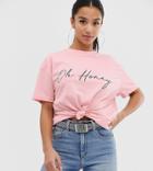 Missguided Petite T-shirt With Oh Honey Slogan In Pink - Pink