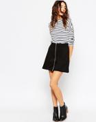 Asos A-line Skirt With Zip Through - Black