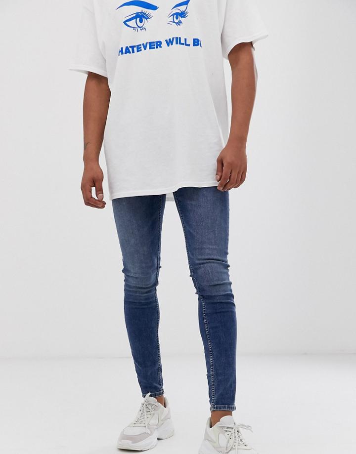 Cheap Monday Him Spray Super Skinny Jeans In Mid Blue - Blue