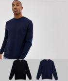 Asos Design Sweatshirt 2 Pack Black/navy-multi
