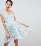 Asos Maternity Mesh Smock Dress In Floral Print - Multi