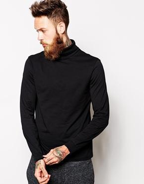 Asos Long Sleeve T-shirt With Roll Neck - Black