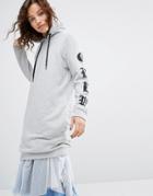H! By Henry Holland Long Sleeve Hoodie With Gothic Printed Sleeves - G