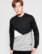 Jack & Jones Color Block Crew Neck Sweater - Black