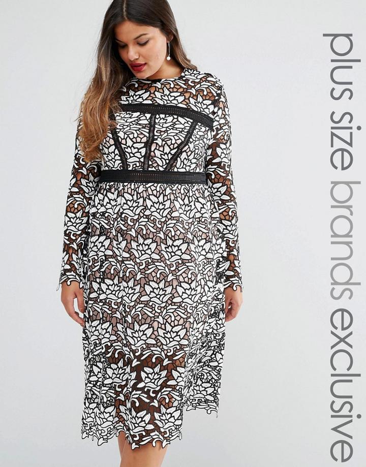 Truly You Premium Floral Lace Long Sleeve Pencil Dress - Multi
