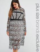Truly You Premium Floral Lace Long Sleeve Pencil Dress - Multi