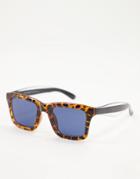 Aj Morgan Unisex Square Sunglasses With Navy Dial In Brown Tort