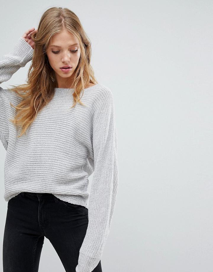 Brave Soul Batwing Sweater - Gray