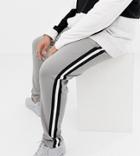 Asos Design Plus Retro Track Skinny Joggers With Side Stripe In Gray - Gray