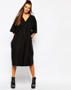Monki V Neck Oversized Dress - Black