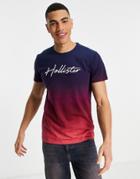 Hollister T-shirt With Ombre Effect In Burgundy-red