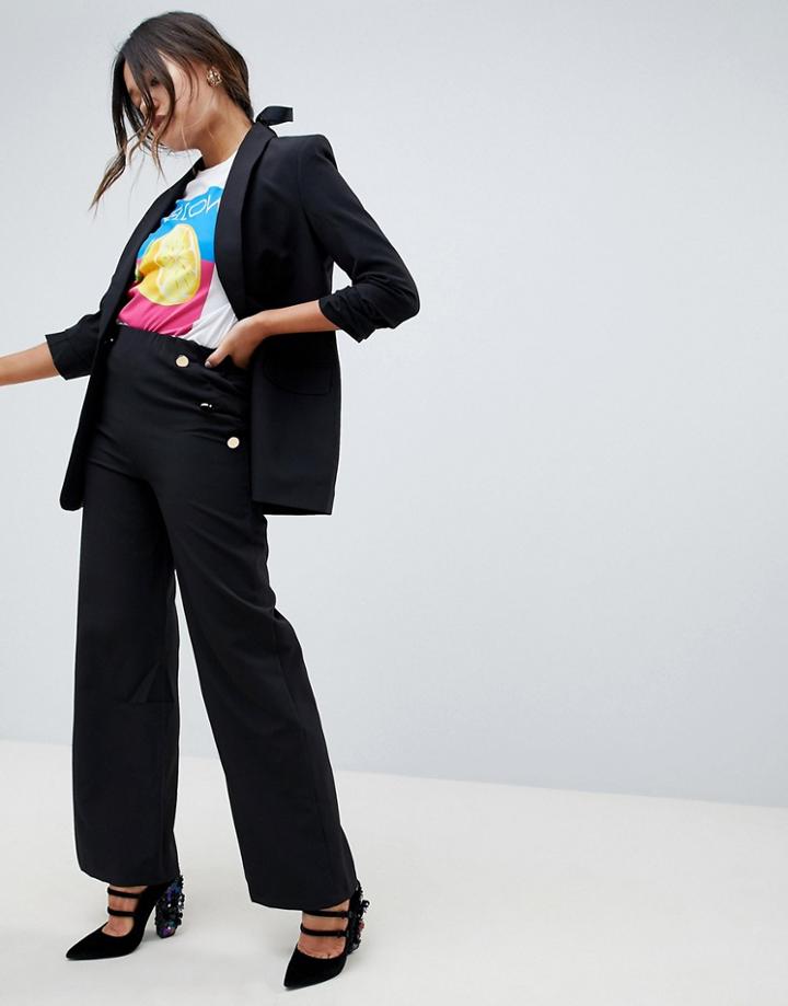 Amy Lynn Wide Leg Tailored Pants - Black