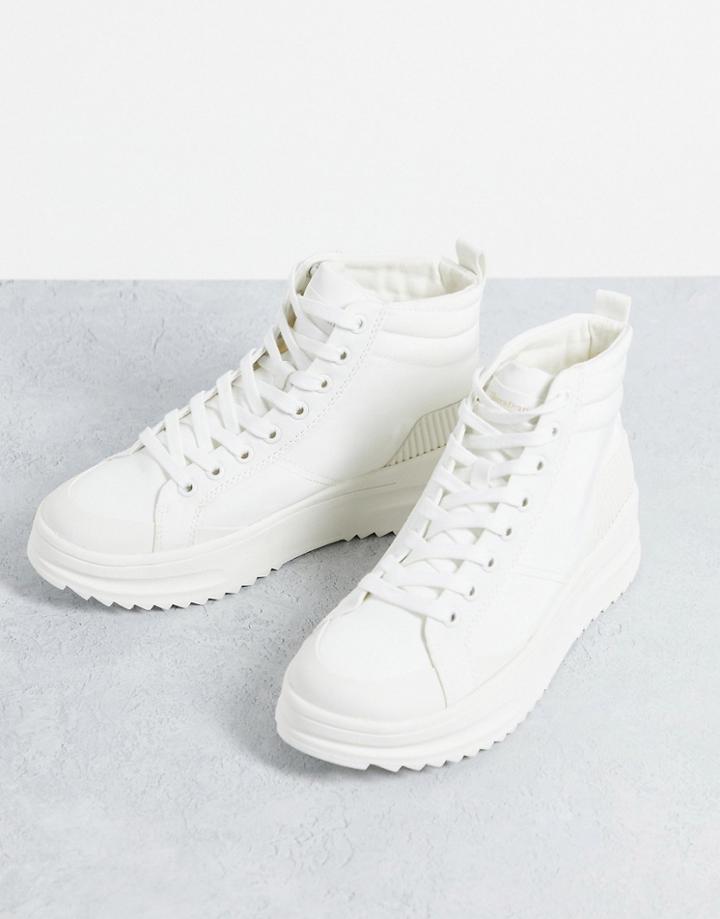 Stradivarius Hiker Hi-top Sneakers In White