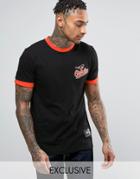 Majestic Orioles Longline Ringer T-shirt Exclusive To Asos - Black