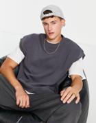 Topman Oversized Sleeveless Sweatshirt In Gray-grey
