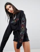 Jaded London Oversized T-shirt With Rhinestone Motif - Black