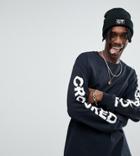 Crooked Tongues Long Sleeve T-shirt With Sleeve Print In Black - Black