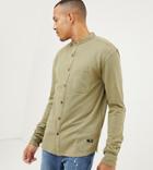 Replika Tall Long Sleeve Grandad Collar Shirt With Pocket-green