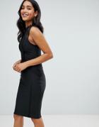 Lipsy Bandadge Bodycon Dress With Lace Insert In Black - Black