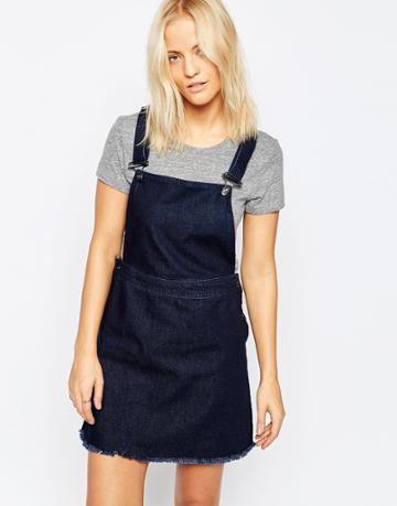 Kubban Denim Pinafore Dress - Blue