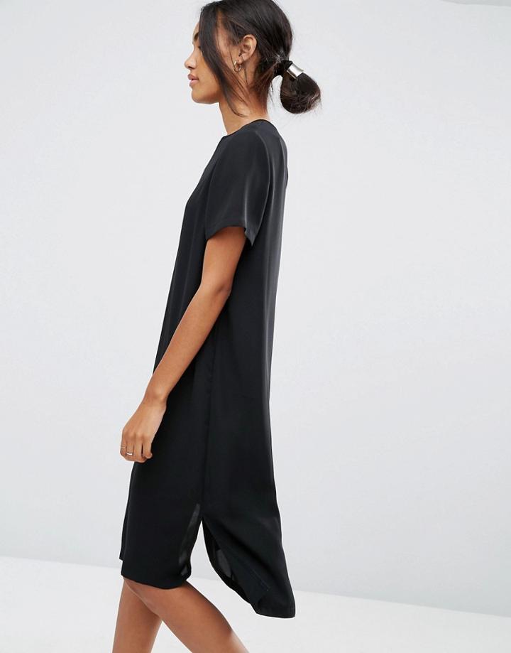 Asos Midi Sheer Shift Dress - Black