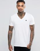 Asos Logo T-shirt With V Neck In White - White