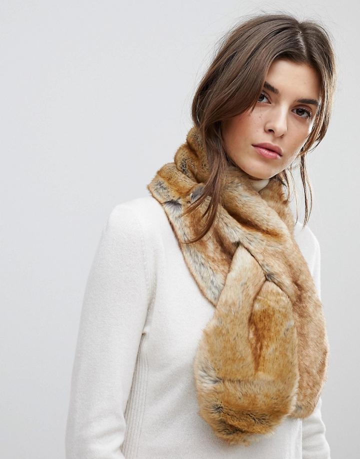 Pieces Faux Fur Collar Scarf - Beige