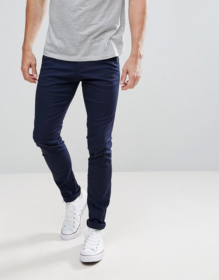 Celio Skinny Chinos In Navy - Navy