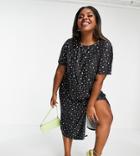 Urban Threads Plus Long T-shirt Dress In Star Print-black
