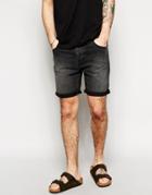 Asos Denim Shorts In Slim Fit - Black